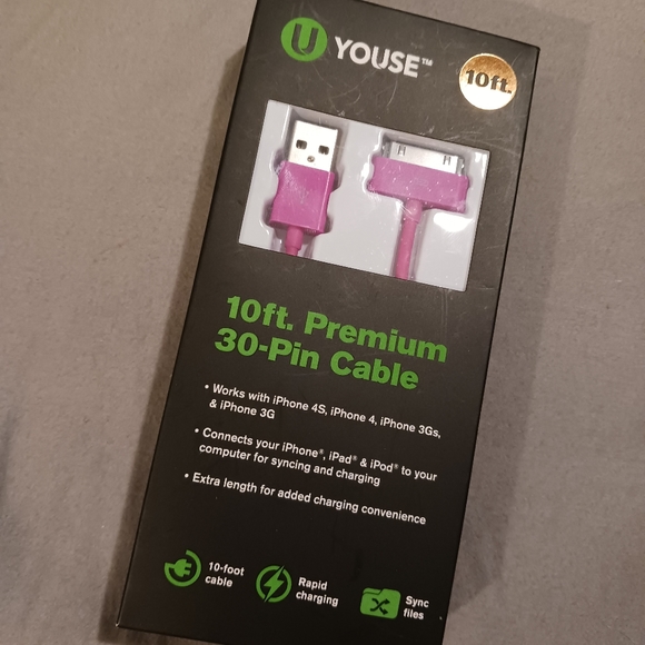 NWT!! YOUSE 10FT PREMIUM 30-PIN CABLE - Picture 2 of 7